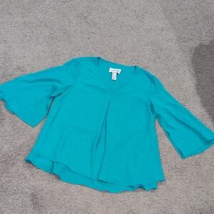 Joseph Ribkoff Turquoise V-Neck Blouse‎